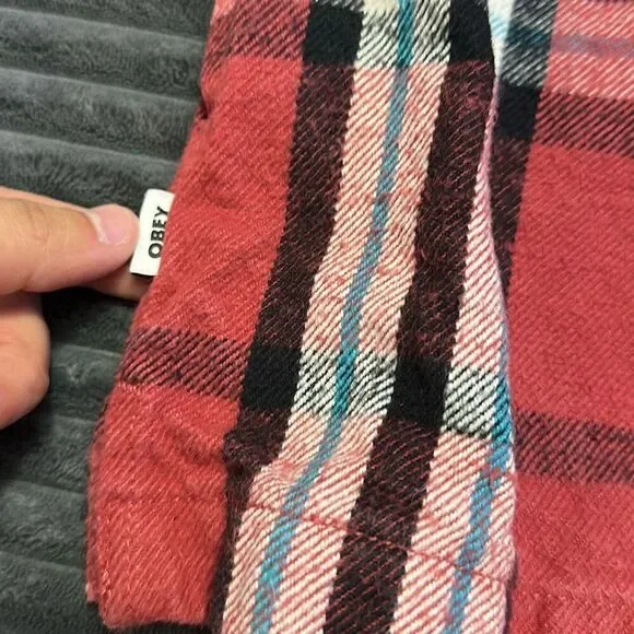 Obey Plaid Thick Flannel Stephan Shirt Jacket Long Sleeve Button Down Medium - Picture 6 of 9